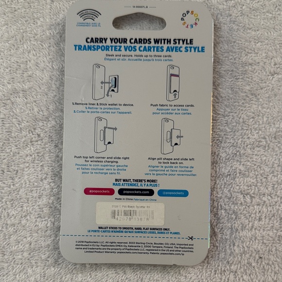 NWT PopSocket PopWallet Black & White Splatter Magnetic Grip Card Phone Holder - Picture 3 of 3